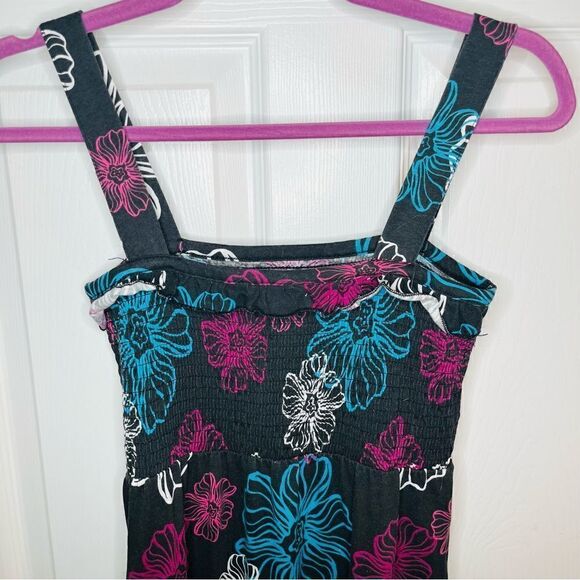 So Floral Strappy Ruffle Tiered Sun Dress Maxi Smocked Bodice Black Girls 16 - Picture 4 of 10